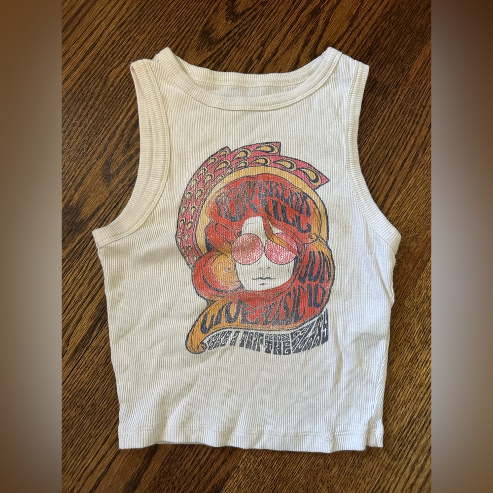 Hollister Cream Fitted Crop Tank Top XS Girls